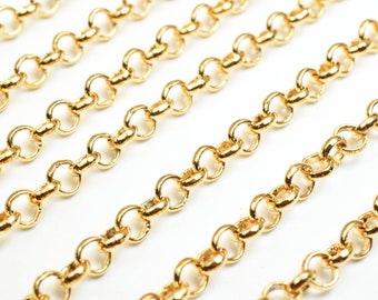 Rolo Gold Filled Look, EP chain 18k sold by foot 3mm/3.5mm/5mm
