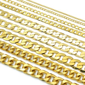 18K Gold Filled Look, EP Cuban Curb Chain Necklace 2mm/3mm/5mm/6mm/9mm/10mm/12mm