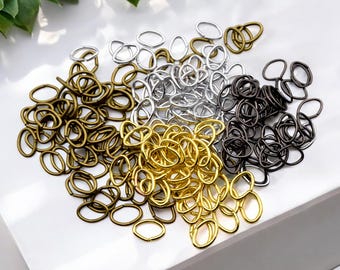 Anneaux sautants ovales plaqués en vrac - Pièces de rechange pour bijoux, couleurs et tailles variées - Or argent noir vert antique, fabrication artisanale