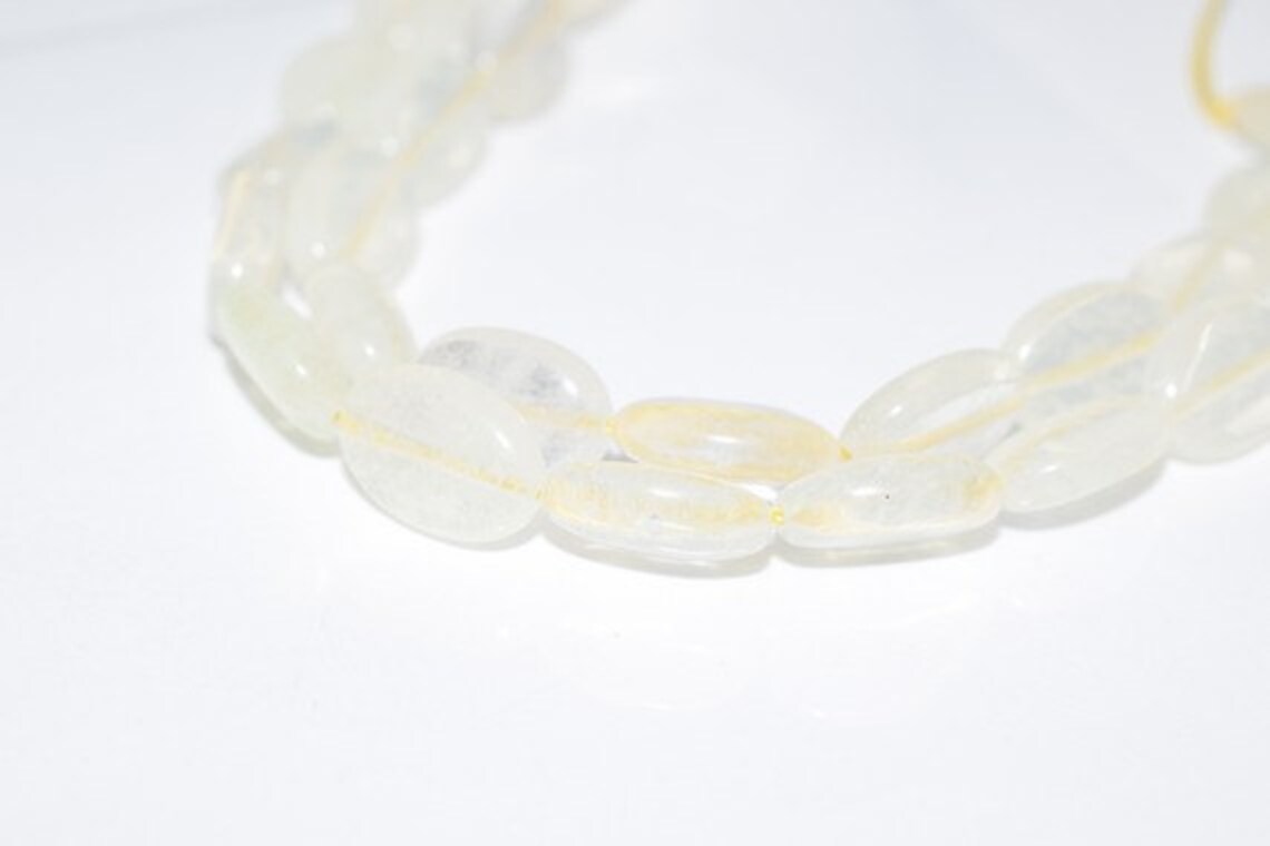 14mm Oval Shaped Light Yellow Quartz Gemstone Beads Quartz Etsy