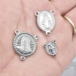 Stainless Steel Rosary Centers for Rosary and jewelry making Virgin Mary Jesus Saints for Rosary DIY