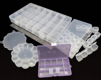 Beading Storage Box Organizer: Clear Plastic, Adjustable Dividers | Stackable, Multi-Compartment, Space Saving | Jewelry Supplies