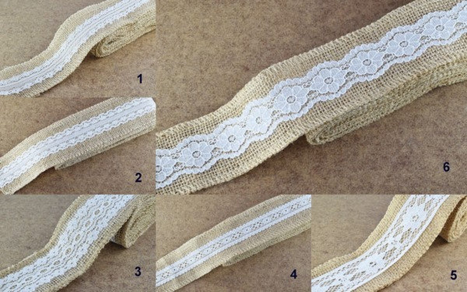 Burlap Ribbon Wired Burlap Trim With White Lace 1 Yard Burlap Etsy