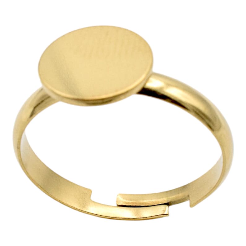 3pcs/pk Stainless Steel Adjustable Ring Base Gold Finish, Flat Round ...