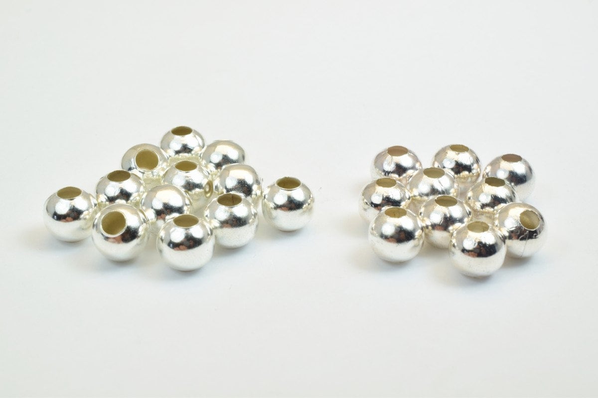 6mm (1.8mm hole) Satrdust Sterling Silver Beads -10 pcs