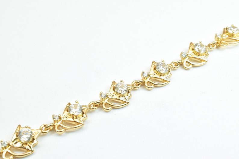 18KGF Gold Filled Chain With Cubic Zirconia Rhinestone Clear - Etsy UK
