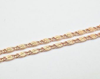 Cadena de 19 pulgadas, alternativa al oro rosa laminado: 18 quilates, acabado resistente al deslustre / 2,5 mm de ancho, 1 mm de grosor.