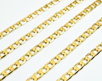 Necklace Chain Gold Filled Cuban Link: 18K Electroplated, 3mm Width, Skin-Friendly | Wholesale by Foot, Jewelry Making