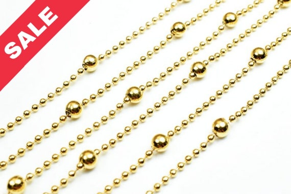 18K Gold Bead Chain 1.5mm [BPLSF150] | USA Jewels