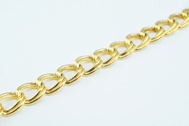 New Gold Plated tarnish resistant double link /parallel chain 18k size 6x2mm for jewelry making gfc47 sold by foot image 3
