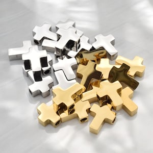 Stainless Steel Cross Charm Spacer Beads for Jewelry Making-10x8mm 12pcs Pack, Durable Tarnish-Resistant, Ideal for Necklaces & Bracelets