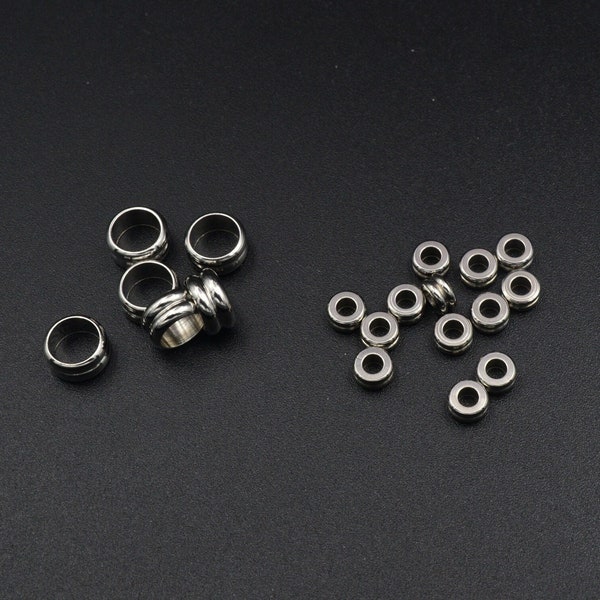 Stainless Steel Double Roundel Plain Spacer Beads Size 5mm, 8mm Big Hole Jewelry Findings Supply For Jewelry Making and Wholesale