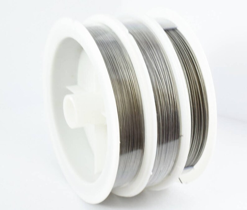 0.38 Mm-Alambre de abalorios Cola de Tigre Rollo 50 M-Gris Plata