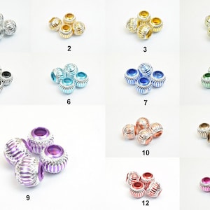 Aluminum Round Beads European Beads With Large Hole Fit Charm European Bracelets or Necklace For Jewelry Making