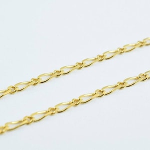 Cadena Figaro EP con aspecto bañado en oro de 18 k, tamaño 17,5", 1,8 mm de ancho y 0,5 mm de grosor - CG12