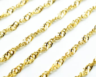 18K Gold Filled Alternative Chain: 1.5mm Singapore Style, Durable Gold Finish | Jewelry Making, Sold by Foot, Tarnish Resistant