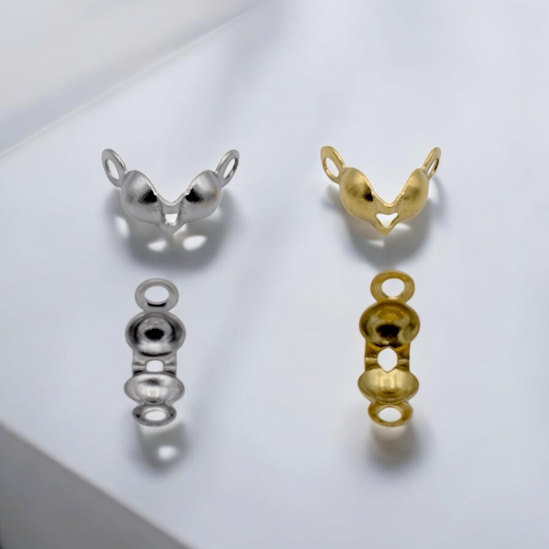 Shell Crimp Covers Gold Plated: Elegant Double Loop - 4mm Size ...