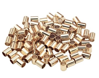 Cuentas de engarce con aspecto de oro laminado para la fabricación de joyas, acabado de 18k resistente al deslustre (tamaños de 1 mm a 4 x 3 mm, 100 unidades, metal duradero)