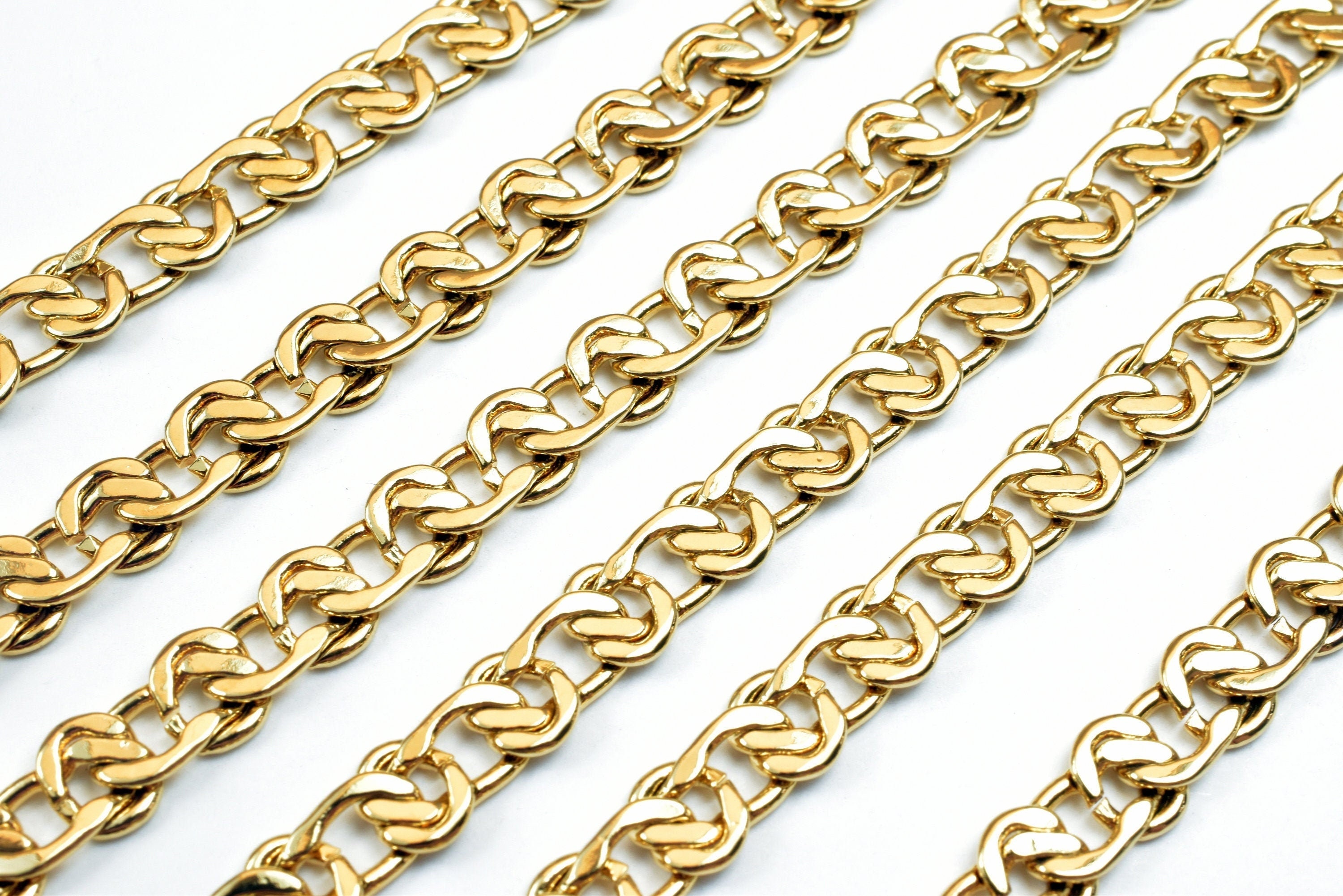 18k Gold Filled Alternative Link Chain: 6mm Width - 19.5 Inch, Tarnish ...