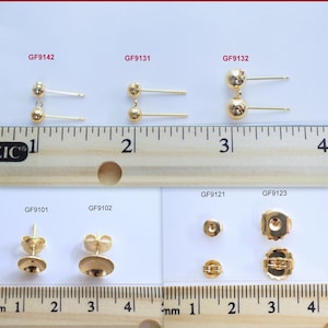 Gold Filled EP Ball Stud/Cup Earring/Earnut different sizes