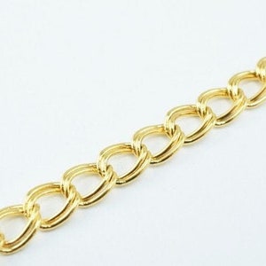 New Gold Plated tarnish resistant double link /parallel chain 18k size 6x2mm for jewelry making gfc47 sold by foot image 2