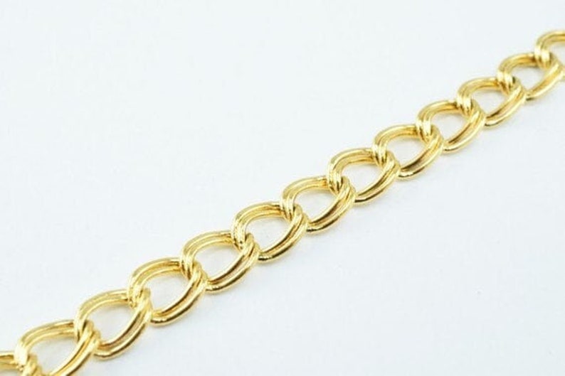 New Gold Plated tarnish resistant double link /parallel chain 18k size 6x2mm for jewelry making gfc47 sold by foot image 2