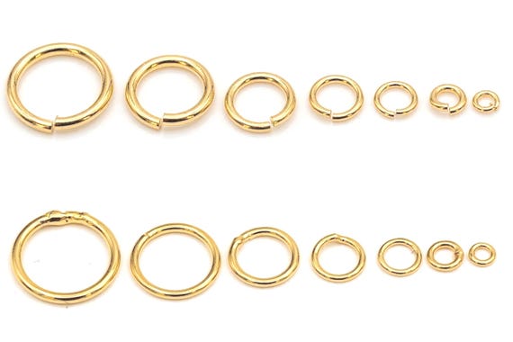 Gold Filled Alternative Jump Rings Open Closed Rings Set, Tarnish-Resistant Premium Finish (2mm-12mm Sizes, Smooth Edges)