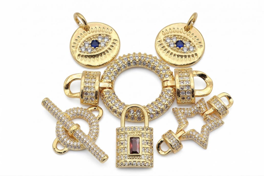 Gold Filled Alternative Toggle Clasps: Star, Circle, Lock CZ Charms - Etsy