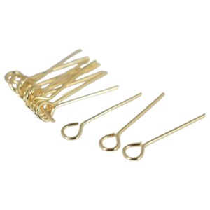 Eye Pins Gold Filled Look, EP Findings connector pins sizes 0.6&quot;/0.75&quot;/1.25&quot;/1.6&quot;/2&quot;- 20 Gauge