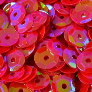 3/4/6mm Raspberry Red Cup Iridescent Shiny Sequins Sheen Round Sequins/Loose Paillettes,Wholesale Sequins,Shimmering Sequin Apparel