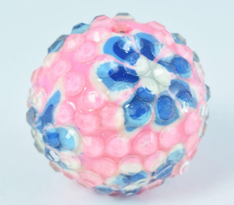 Basketball Wives Bead,Rhinestone Beads,Resin beads Wholesale Bead Wooden beads 10 PCs 22mm Pink Flower Textured Resin Wooden Round Beads