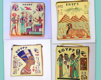 Egyptian Fabric Bags: Nefertiti Design Tote, Black Velvet, Lightweight Long Strip Handle | 7x8 Inch, Artistic Gift Bag