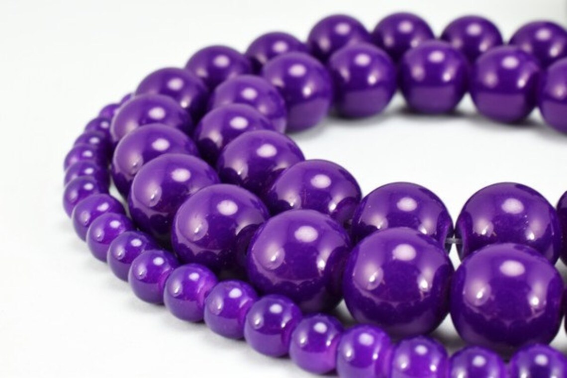 Dark Purple Glass Beads Round 6mm/12mm Shine Round Beads for Etsy