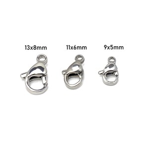 Stainless Steel Lobster Clasp 12PCs/Bag different Sizes 9x5mm/11x6mm/11x5mm/13x6mm/13x8mm/15x7mm Jewelry Finding Parts For Jewelry Making image 3