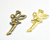 4 PCs Fairy Ballet Girl Charm Alloy Antique Green Gold Size 39x20mm Thickness 3mm Jump Ring 1.5mm Decorative Design For Jewelry Making