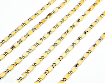 Cadena alternativa rellena de oro de 18 quilates, suministros para la fabricación de joyas, acabado dorado (2 mm de ancho, 0,5 mm de grosor).