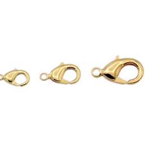 Gold filled Look, EP 18K lobster clasp Findings sizes: 4x9mm/6x10mm/7x12mm/8x14mm/12x20mm/12x23mm