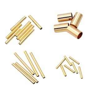 18K Gold Filled Look, EP Tube Beads - Straight Plain - High Quality Jewelry Making Supplies