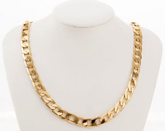 Cuban Gold Filled Alternative Flat Chain 18K/14K: Tarnish Resistant, Wide Links | Durable Gold Finish, Multiple Widths, Sold by Foot