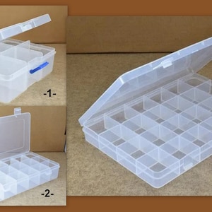 Plastic Storage Organizer Container Box Case, 6 or 18 or 24