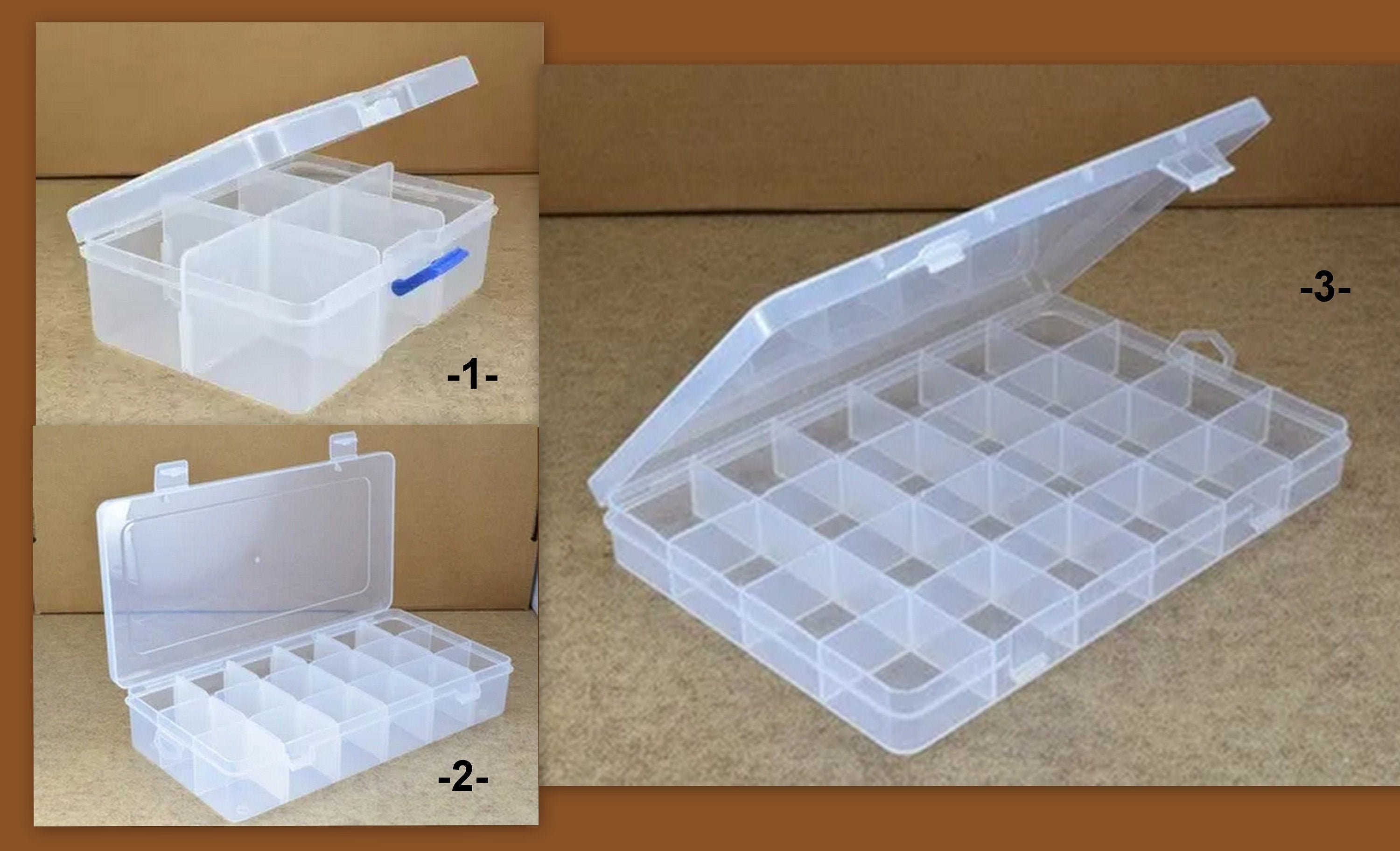 Plastic Storage Organizer Container Box Case, 6 or 18 or 24