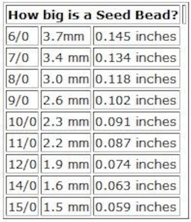 Standard Glass Seed Bead Size Chart My XXX Hot Girl