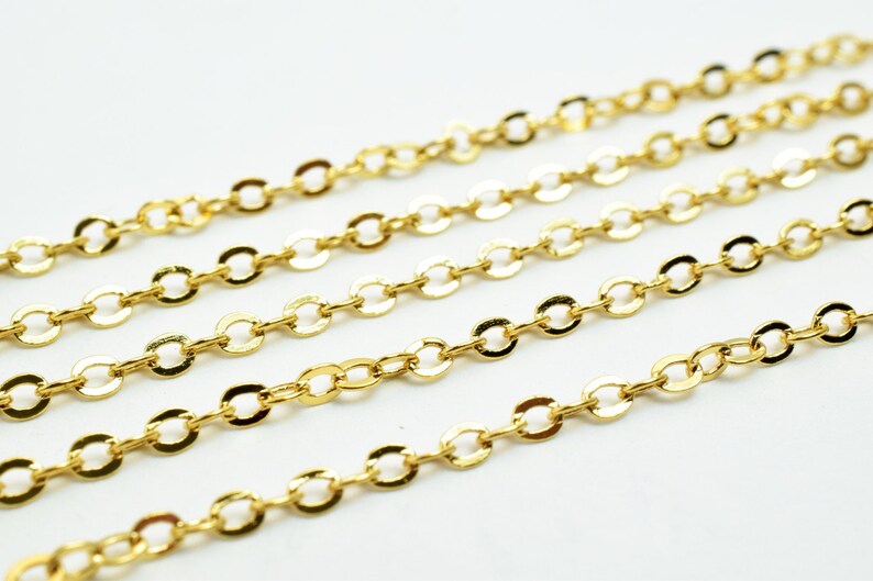 2mm Gold Filled Flat Cable Chain 18K GFC072H Sold by Foot For Etsy