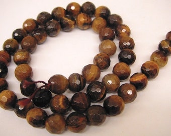 Tiger Eye Gemstone Faceted Round Stone Beads size 4mm/6mm/8mm/10mm/12mm natural healing stone chakra stones for Jewelry Making.