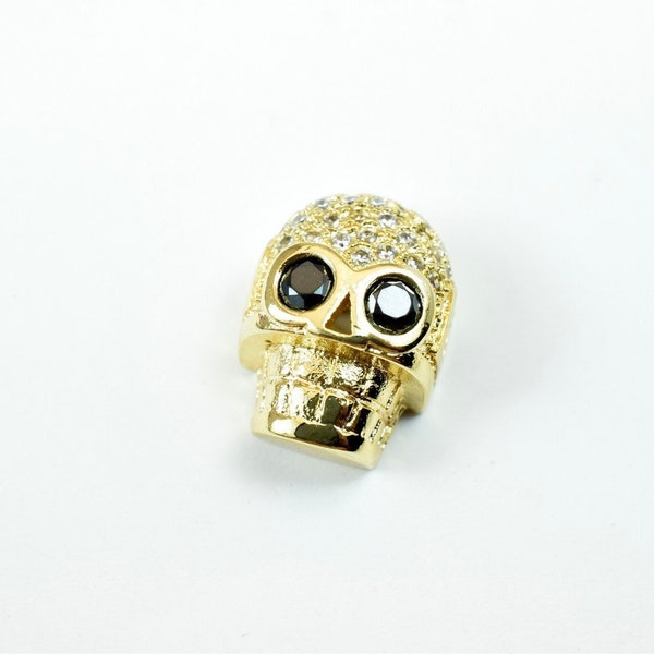 Skull Micro Pave 14K Gold Filled EP CZ Cubic Zirconia- GFM40A