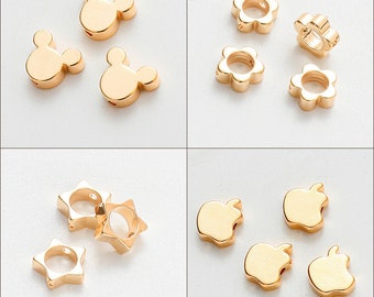 Gold Filled EP Mickey Mouse, Apple, Star, Flower Spacer