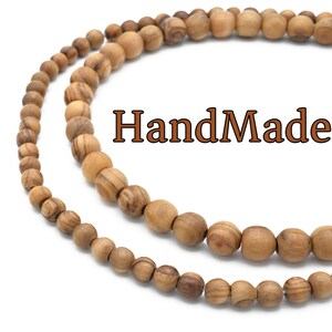 Joyas y rosarios de cuentas de madera de olivo: Materiales naturales para artesanía egipcia, textura de vetas marrones (6 mm y 8 mm, cuentas duraderas hechas a mano). imagen 2