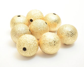 Cuentas redondas Stardust alternativas rellenas de oro de 18 quilates: Núcleo de lujo - Resistente al deslustre, tamaños de 6 mm a 12 mm, componentes para la elaboración de joyería.