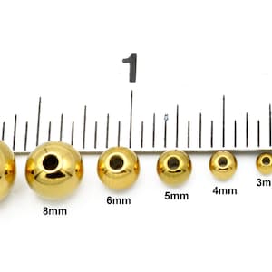 Gold überzogene Edelstahl-Perlen-nahtlose Spacer für Schmuck 3 mm bis 12 mm