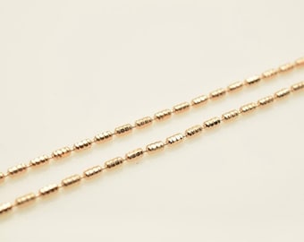 Cadena alternativa de oro rosa de 18 quilates: resistente al deslustre, 43,8 cm de largo, eslabones de 1 mm, material para manualidades de joyería.